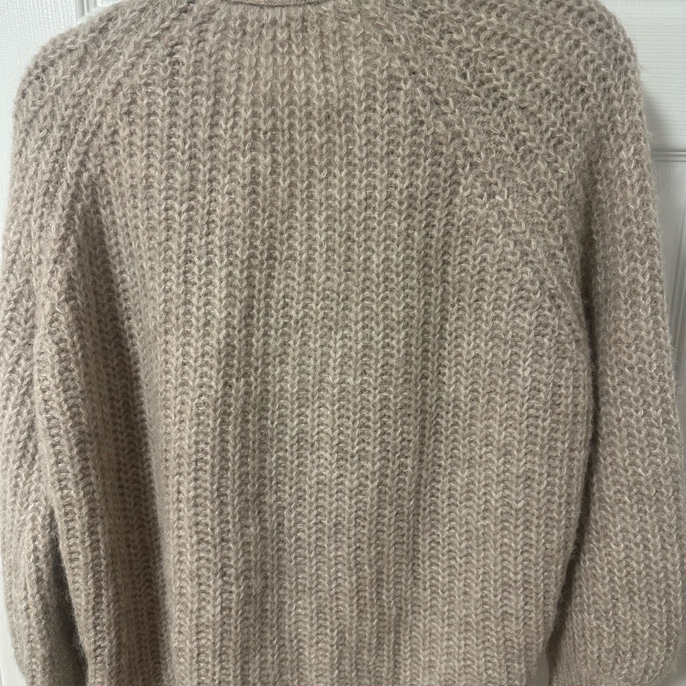 Sezane Basile Neutral Taupe Button-Front Knit Cardigan - Picture 4 of 6